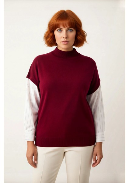 Kadın Relaxed Kalıp Dik Yaka Kolsuz Triko Süveter Şık ve Konforlu Günlük Basic Akrilik Kışlık fiyatları