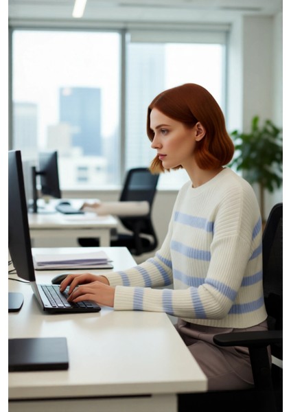 Kadın Oversize Kalıp Gri Çizgili Bisiklet Yaka Crop Triko Kazak Uzun Düşük Kol Detaylı Kaliteli modelleri