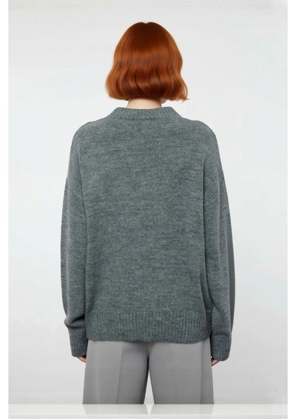 Kadın Oversize Triko Kazak Düşük Kol Bisiklet Yaka Basic Kışlık Günlük Rahat Şık Tasarım Kaliteli fırsatları