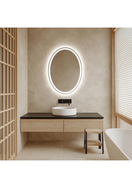 Oval LED Işıklı Duvar Aynası – Modern Minimal Banyo Aynası modelleri