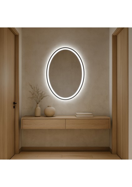 Oval LED Işıklı Duvar Aynası – Modern Minimal Banyo Aynası fırsatları