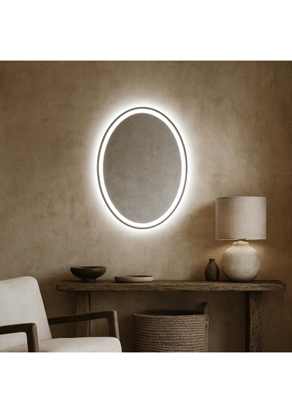 Oval LED Işıklı Duvar Aynası – Modern Minimal Banyo Aynası indirimleri