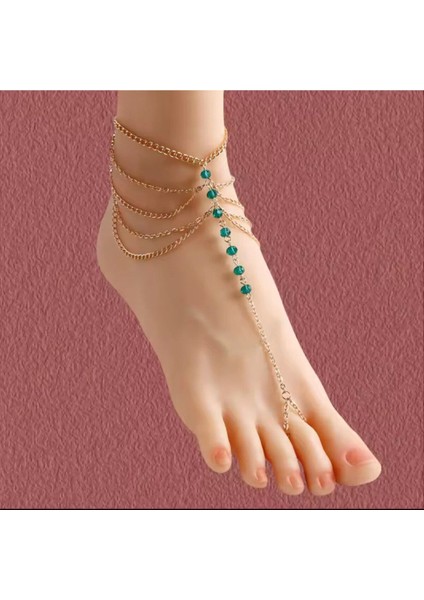 Şıklığınızı Tamamlayacak Altın Renk Zincir Boncuk Ayak Halhal fiyatları