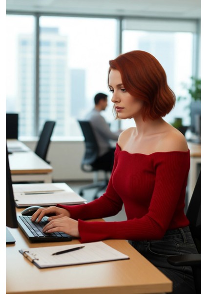 Kadın Carmen Yaka Fitted Akrilik Triko Bluz Uzun Reglan Kollu Fitilli Dokuma Ilkbahar Sonbahar modelleri