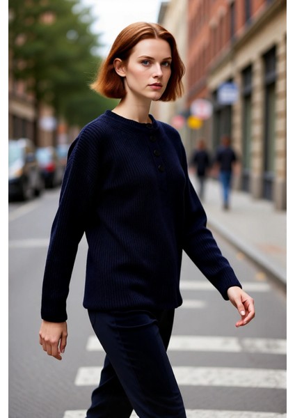 Kadın Oversize Düşük Kollu Selanik Dokuma Triko Kazak Rahat Şıklık Sunar Soğuk Havalar Için Ideal