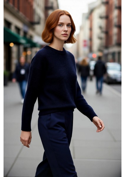 Kadınlara Özel Regular Kalıp Düşük Kol Triko Bisiklet Yaka Kazak Rahat Kış Günleri Için Ideal Seçim