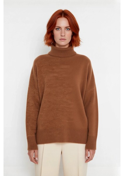 Kadın Oversize Düşük Kol Dik Yaka Uzun Triko Kazak Basic Modern Rahat Kış Günlük Şıklığı Sunar fiyatları