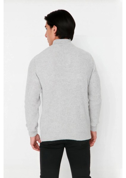 Erkek Regular Fit Fermuarlı Dik Yaka Kalın Triko Kazak Yünlü Karışım Kışlık Günlük Konfor Için Ideal fırsatları