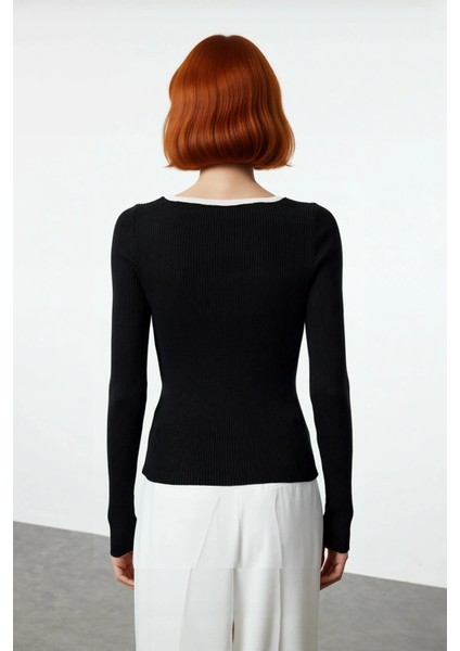 Kadın Havuz Yaka Fitilli Triko Kazak Kurdele Fiyonk Detaylı Ince Yapısıyla Şıklığınızı Tamamlar fırsatları