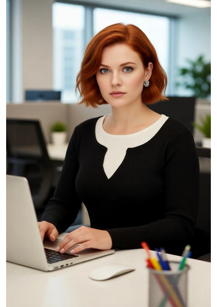 Kadın Bej Fitted Fitilli Triko Kazak Ince Yapılı Çift Katman Görünümlü Ilkbahar Sonbahar Için Ideal modelleri