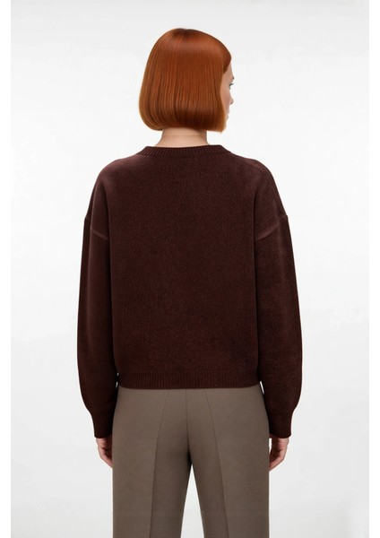 Kadın Oversize Kesim Bisiklet Yaka Düşük Kollu Triko Kazak Günlük Şıklık ve Konfor Sunar Kaliteli fırsatları