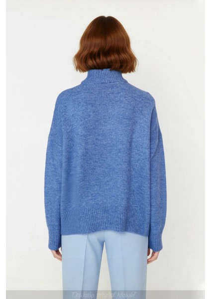 Kadın Oversize Düşük Kol Dik Yaka Uzun Triko Kazak Basic Modern Rahat Kış Günlük Şıklığı Sunar fırsatları