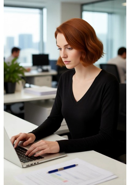 Kadın Siyah V Yaka Triko Kazak Regular Kalıp Standart Kol Günlük Şıklık Sunan Basic Tasarım modelleri