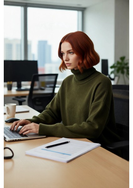 Kadın Oversize Balıkçı Yaka Düşük Kol Triko Kazak Kışlık Soğuk Hava Şıklığı Rahat Giyim Kaliteli modelleri