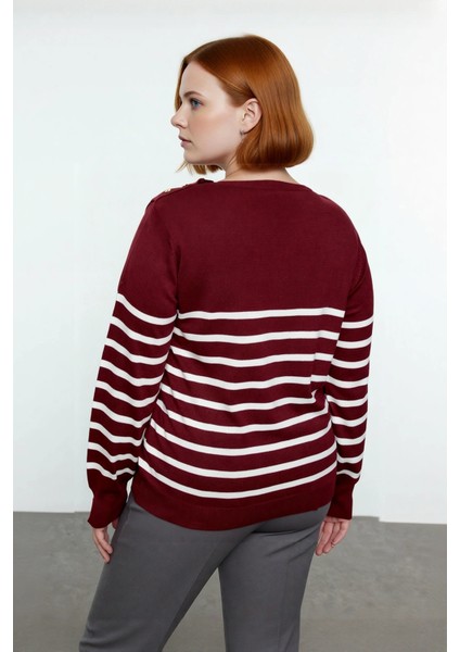 Kadın Çizgili Bisiklet Yaka Relaxed Kalıp Uzun Kollu Triko Kazak Günlük Şıklık ve Konfor Sunar fırsatları