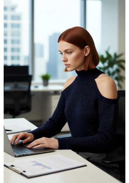 Kadın Simli Dik Yaka Reglan Kol Regular Kesim Triko Omuz Açık Detaylı Şık Kışlık Kazak Kaliteli modelleri