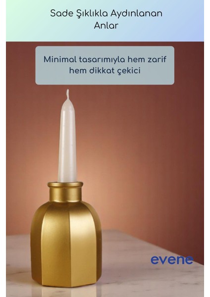 Mumluk Şamdan Ince Mum Uyumlu Altın Eskitme Renk Model 62 fiyatları