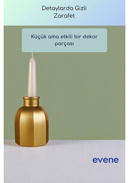 Mumluk Şamdan Ince Mum Uyumlu Altın Eskitme Renk Model 62 fırsatları