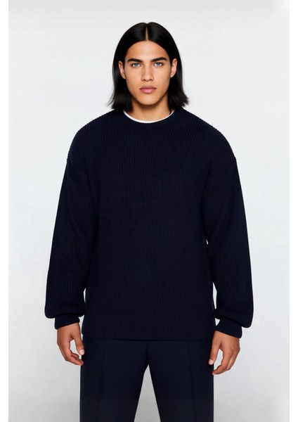 Erkek Gri Oversize Bisiklet Yaka Düz Düşük Kol Akrilik Triko Kazak Casual Tarzlara Özel Rahatlık fiyatları