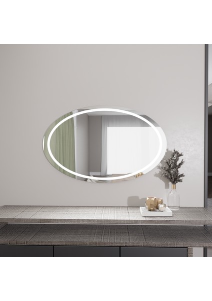 Oval LED Işıklı Duvar Aynası – Modern Minimal Banyo Aynası fırsatları