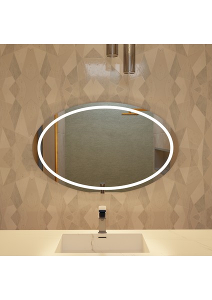 Oval LED Işıklı Duvar Aynası – Modern Minimal Banyo Aynası indirimleri