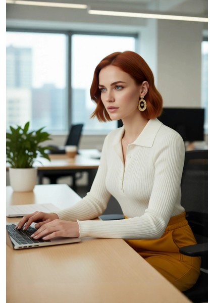 Kadın Fitted Polo Yaka Uzun Kol Fitilli Triko Kazak Ilkbahar Sonbahar Için Ideal Seçim Kaliteli modelleri