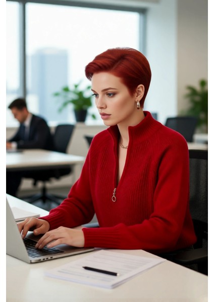 Kadın Regular Fit Crop Dik Yaka Fermuarlı Selanik Örgü Akrilik Triko Kazak Kışlık Kombinlerin modelleri