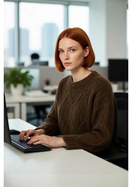 Kadın Oversize Saç Örgü Detaylı Kalın Triko Kazak Kışlık Rahat Bisiklet Yaka Standart Kol Kaliteli modelleri