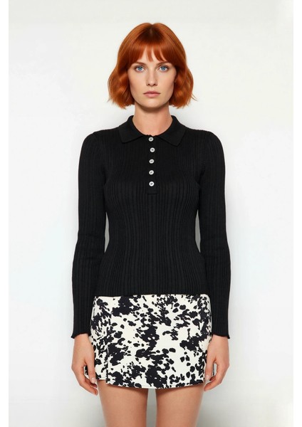 Kadın Fitted Polo Yaka Uzun Kol Fitilli Triko Kazak Ilkbahar Sonbahar Için Ideal Seçim Kaliteli fiyatları