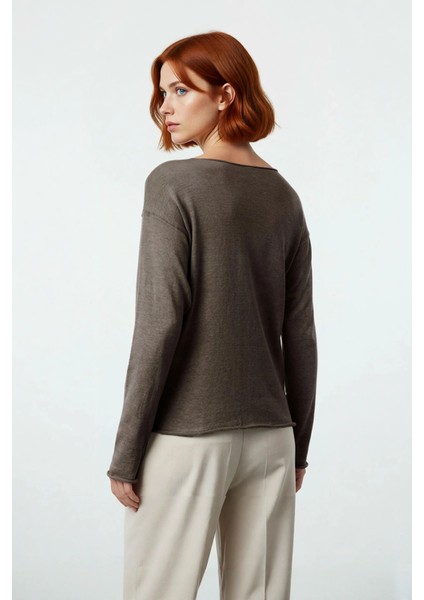 Kadın Regular Kalıp Kayık Yaka Uzun Kollu Triko Kazak Günlük Şıklık Için Ideal Seçim Kaliteli fırsatları