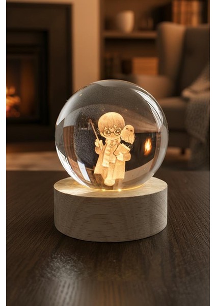 Ahşap Tabanlı Harry Potter Figürlü LED Işıklı Küre