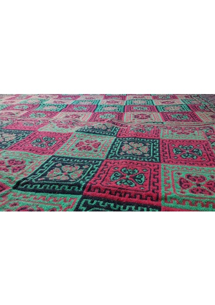 Çift Taraflı 3 Mekik Karo Desen Pamuklu Makine Dokuma Kilim modelleri