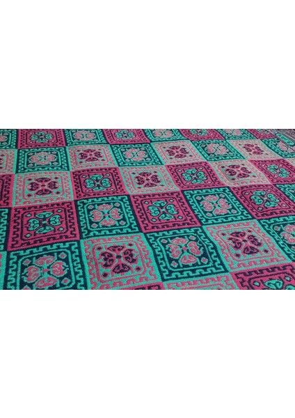 Çift Taraflı 3 Mekik Karo Desen Pamuklu Makine Dokuma Kilim indirimleri