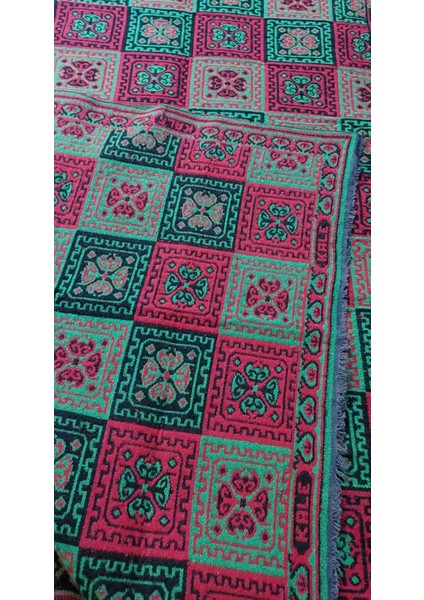 Çift Taraflı 3 Mekik Karo Desen Pamuklu Makine Dokuma Kilim
