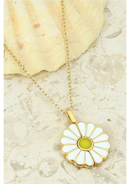 Kişiye Özel Altın Renk Bayan İsimli Açılan Papatya Kolye bbk37