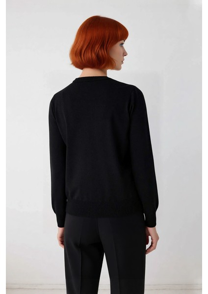 Kadın Ince Triko Bisiklet Yaka Regular Kalıp Düz Standart Kollu Rahat Günlük Kazak Stili Kaliteli fırsatları