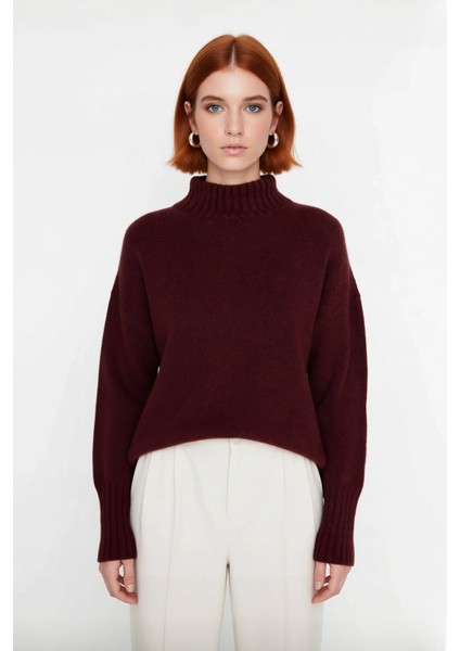 Kadın Oversize Kesim Dik Yaka Reglan Kol Düz Gri Triko Kazak Kışlık Günlük Giyim Için Ideal Seçim fiyatları