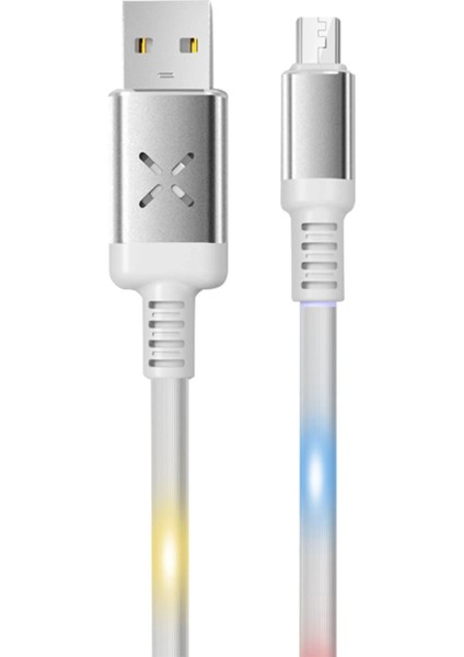 Sepetim Konfulon DC09 Ses Duyarlı Işıklı Micro USB Kablo 1m 2A - Beyaz