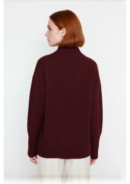 Kadın Oversize Kesim Dik Yaka Reglan Kol Düz Gri Triko Kazak Kışlık Günlük Giyim Için Ideal Seçim fırsatları