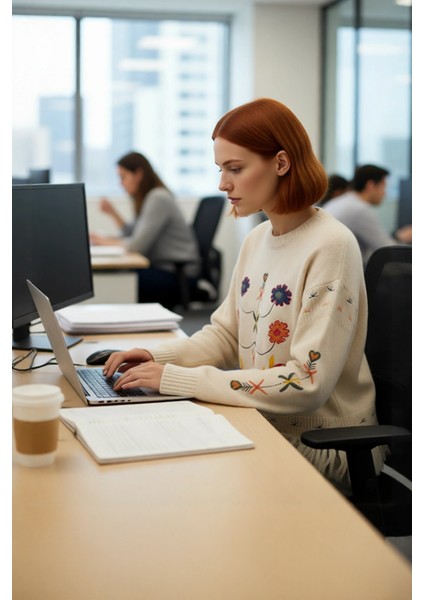 Kadınlar Için Nakış Işlemeli Bisiklet Yaka Super Crop Triko Kazak Düşük Kollu Püsküllü Detaylı Şık modelleri