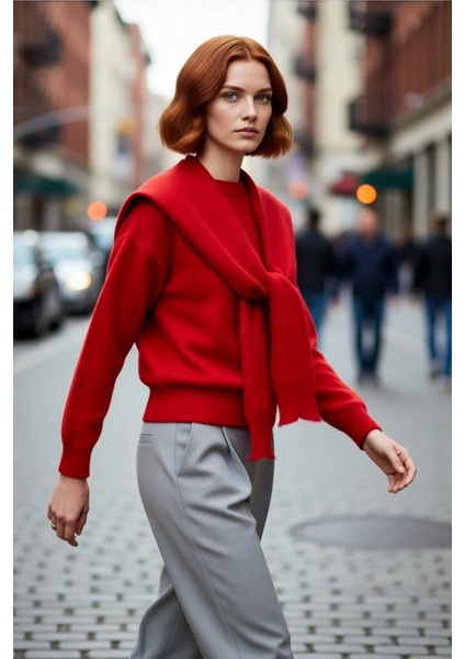 Kadın Oversize Kalın Düşük Kol Bisiklet Yaka Triko Kazak Şık ve Rahat Kış Kombinleri Için Ideal