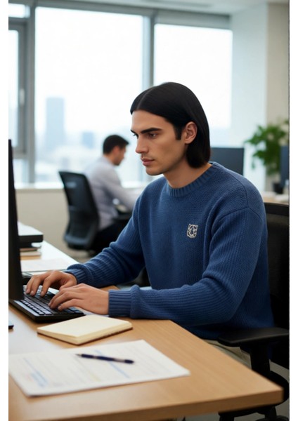 Erkek Oversize Kalıp Bisiklet Yaka Sargı Nakışlı Triko Kazak Günlük Kombinler Için Idealdir modelleri