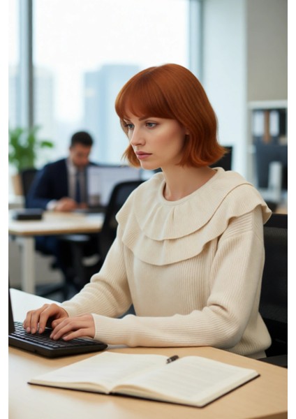 Kadın Regular Kalıp Yumuşak Dokulu Uzun Kollu Triko Kazak Fırfır Yaka Detaylı Kışlık Şıklık modelleri