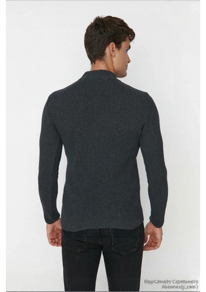 Erkek Fitted Dar Kalıp Dik Yaka Uzun Kol Fitilli Triko Kazak Kış Günleri Için Şık ve Rahat Seçim fırsatları