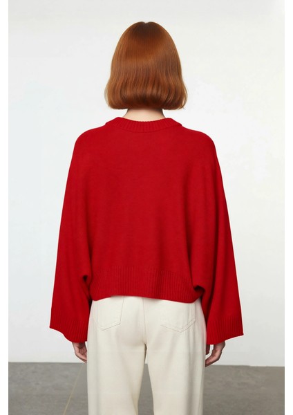 Kadın Oversize Dik Yaka Ispanyol Kol Akrilik Triko Kazak Soğuk Havalarda Rahat ve Şık Kaliteli fırsatları