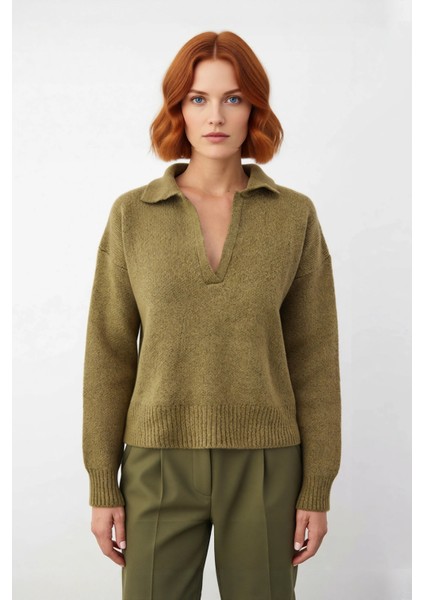 Kadın Oversize Polo Yaka Triko Kazak Kışlık Soğuk Hava Şıklığı Için Ideal Günlük Kombinler fiyatları