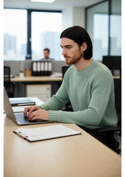 Erkek Fitted Kalıp Bisiklet Yaka Seamless Reglan Kol Basic Triko Kazak Sonbahar Kış Şıklığı modelleri