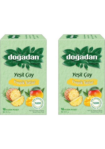 Tropik Tatlar Poşet Yeşil Çay 18'li x 2 Adet