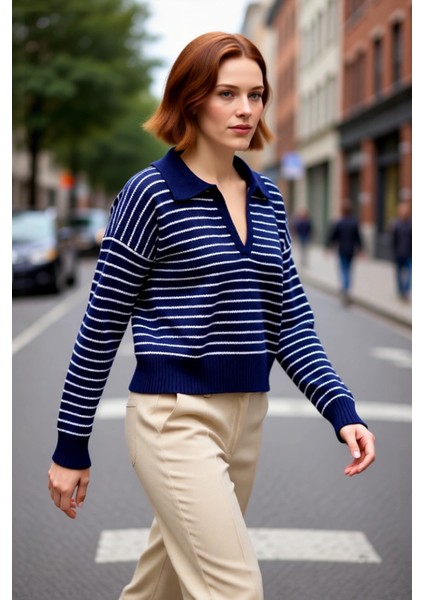 Kadın Oversize Polo Yaka Triko Kazak Kışlık Soğuk Hava Şıklığı Için Ideal Günlük Kombinler