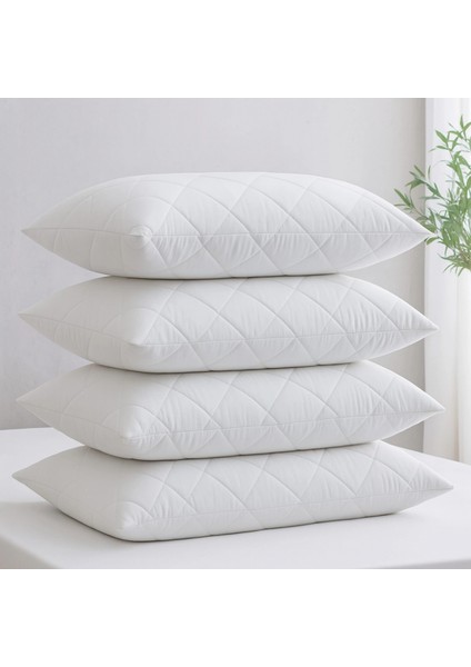 Yastık Alezi Seti Pamuklu 4’lü Kapitone Yastık Koruyucu Beyaz